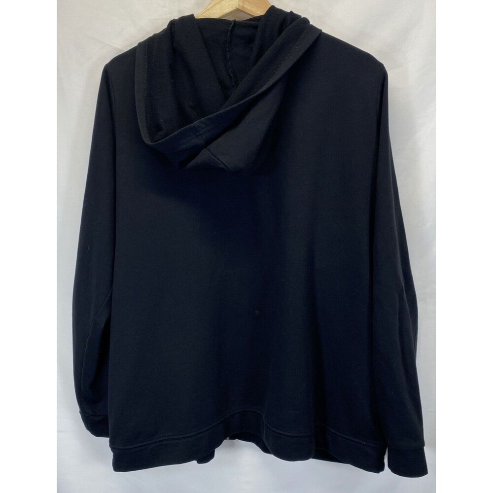 Quacker Factory Hoodie Womens Large Black Full Zip Sweatshirt Rhinestones Stars - Picture 4 of 8